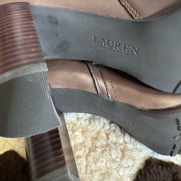 Ralph Lauren Elegant Brown Knee-High Manchester Buckled Dress Boots - Picture 5 of 8